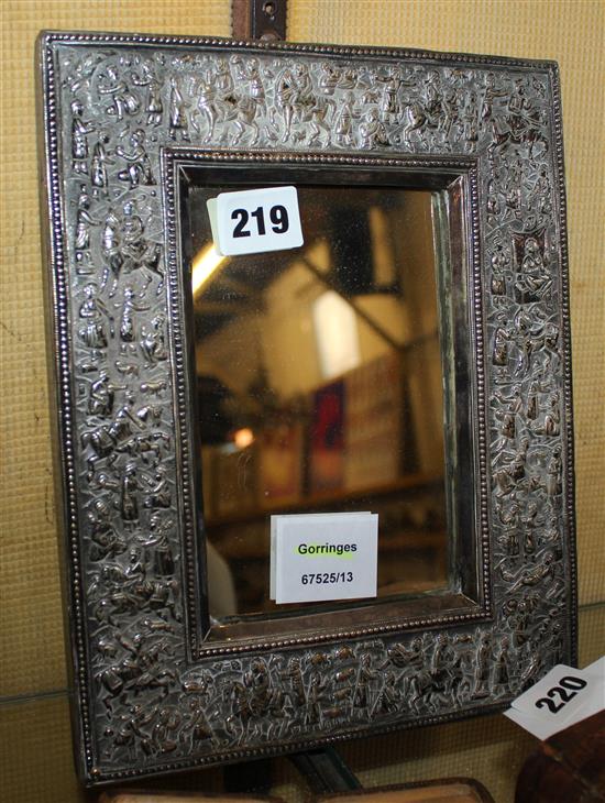 Indian embossed silver framed wall mirror